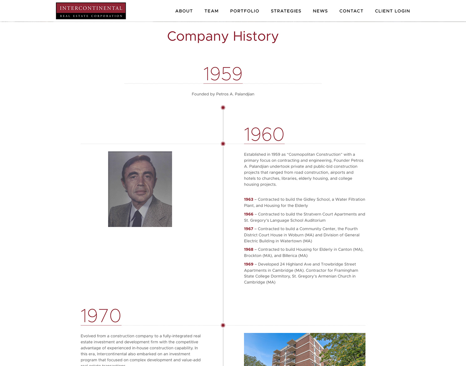 Intercontinental website design company history page