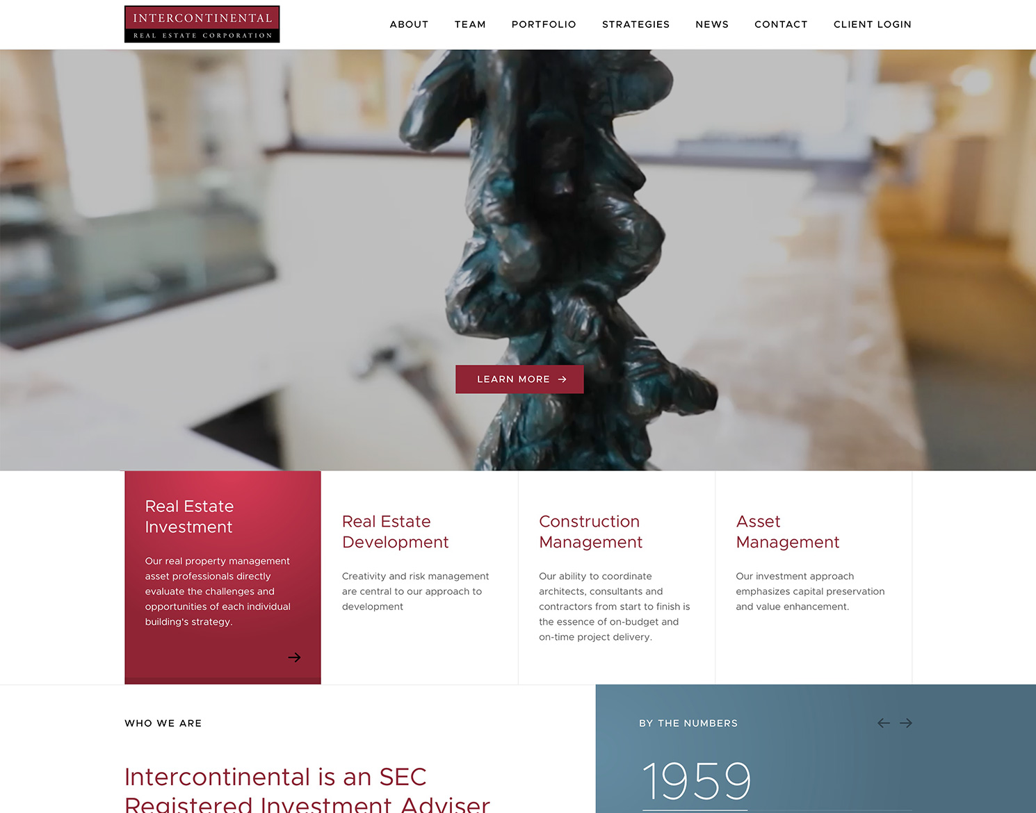 Intercontinental website design homepage