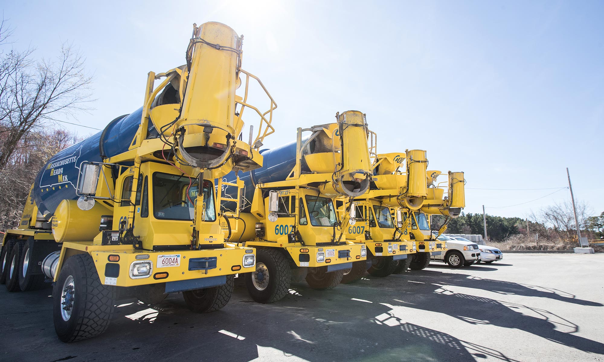 Middlesex Corporation trucks in a line