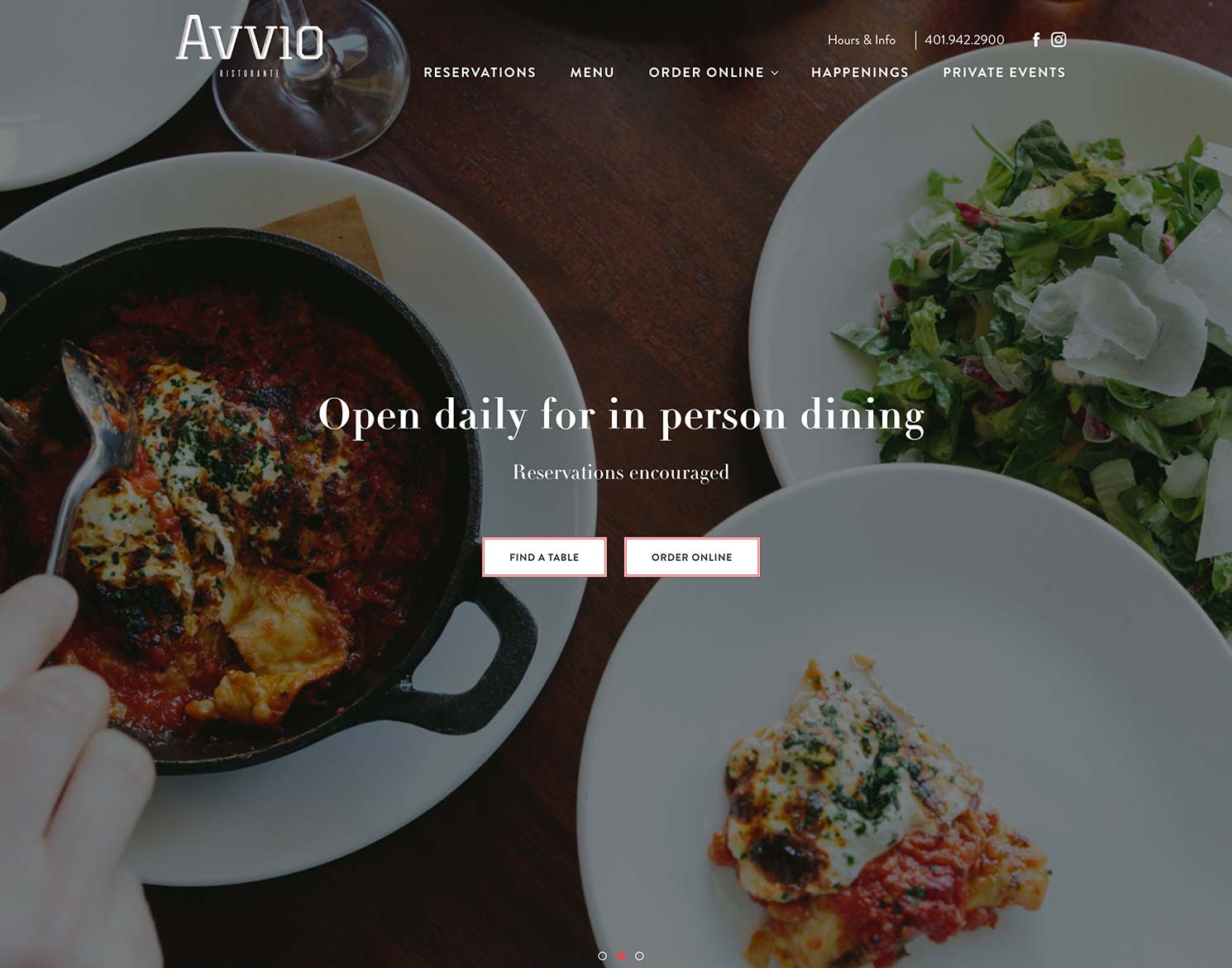 Newport Restaurant Group website design for Avvio