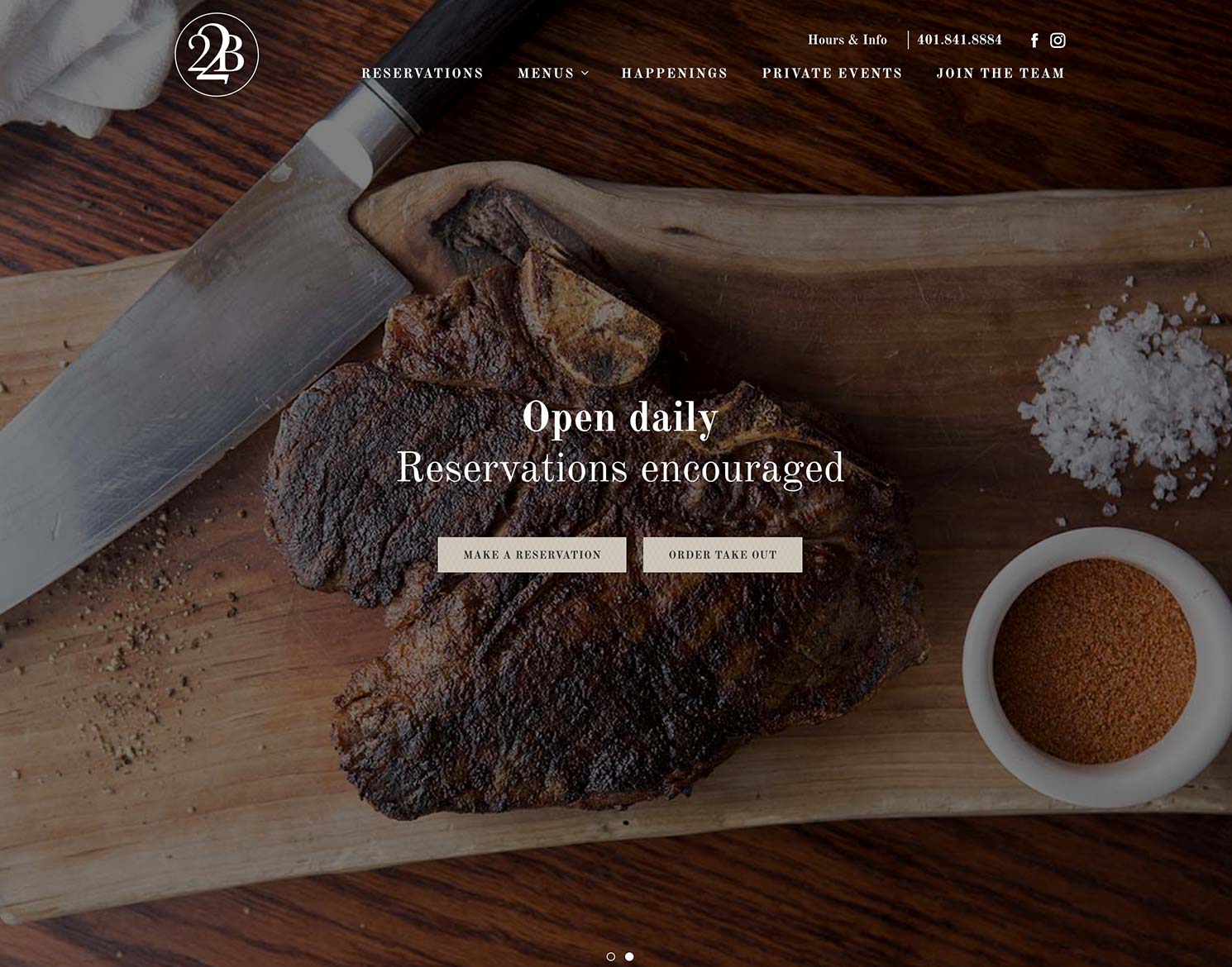 Newport Restaurant Group website design for 22B