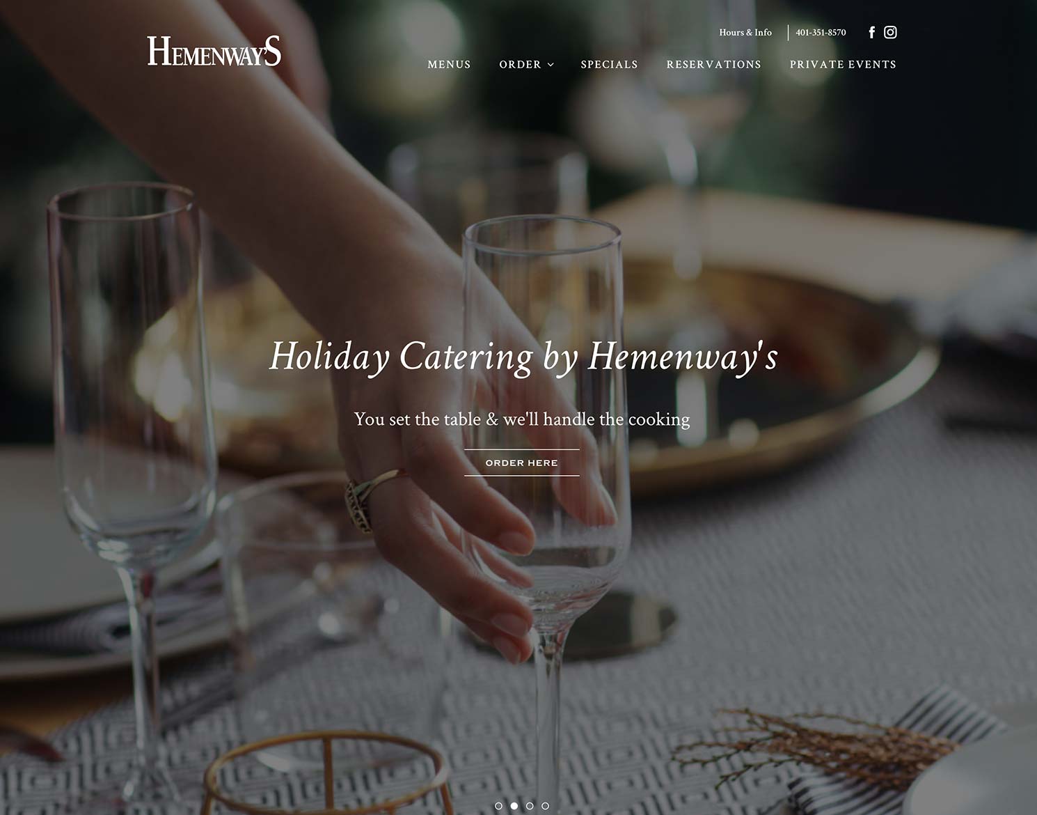 Newport Restaurant Group website design for Hemenway's