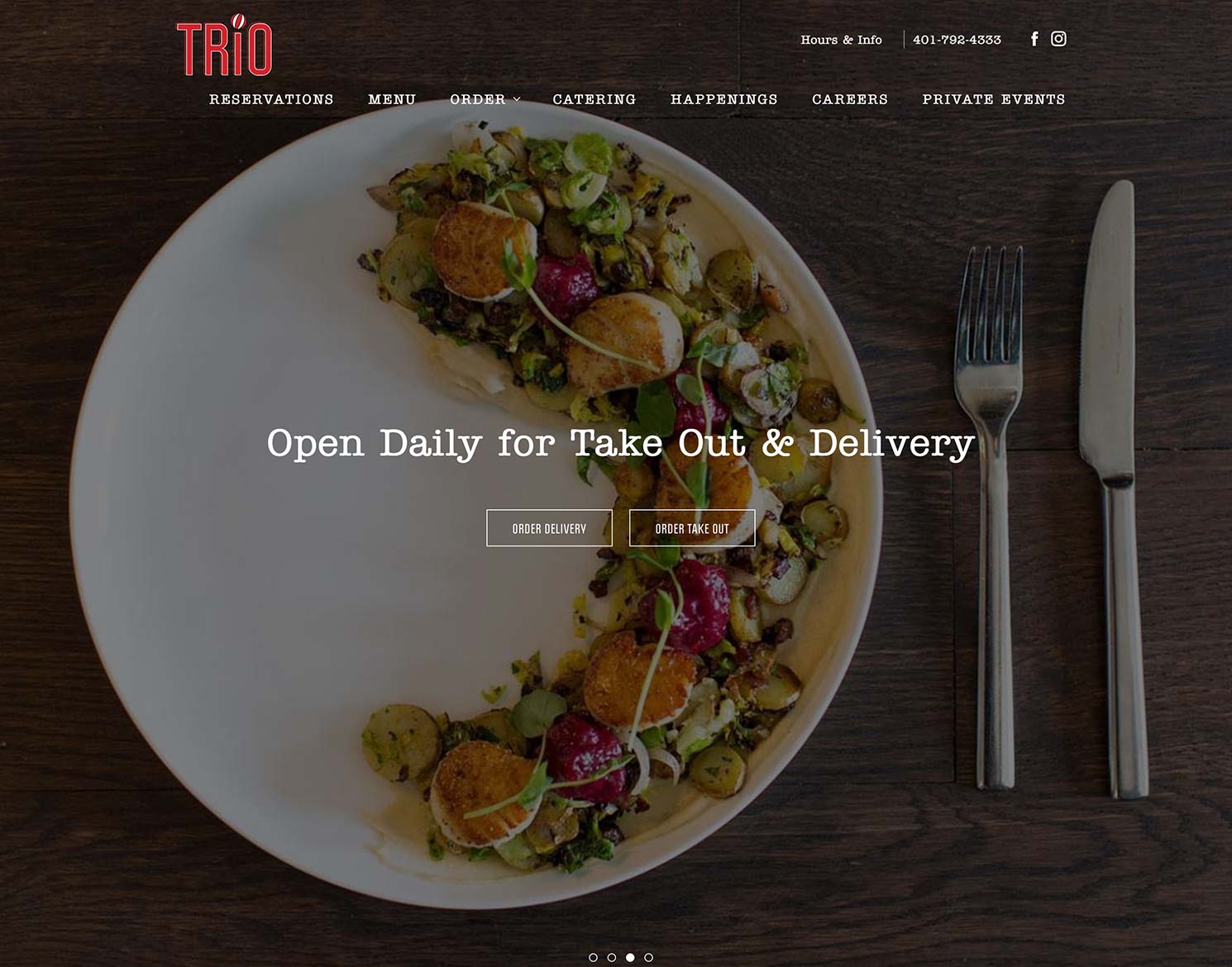 Newport Restaurant Group website design for Trio