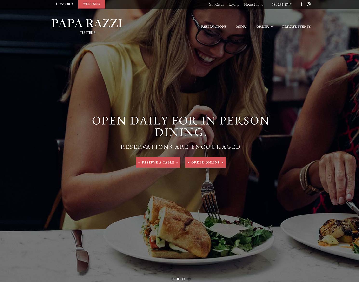 Newport Restaurant Group website design for Paparazzi