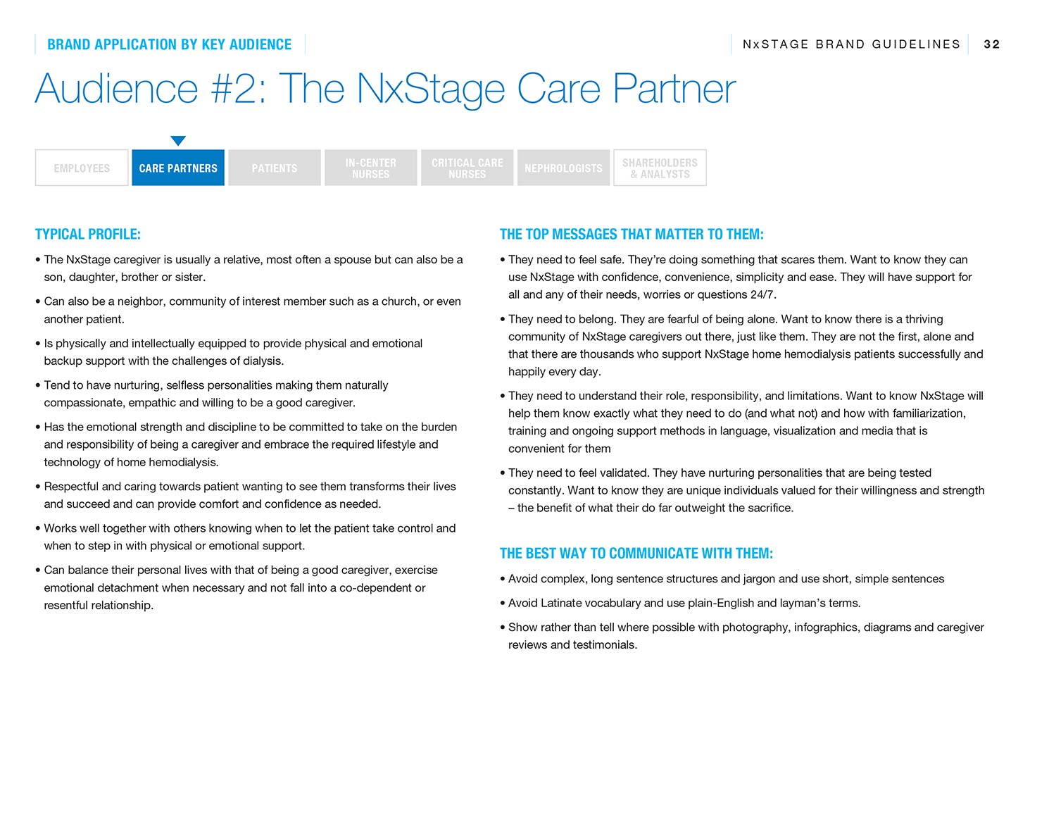 NxStage Brand Guide audience #2: The NxStage Care Partner