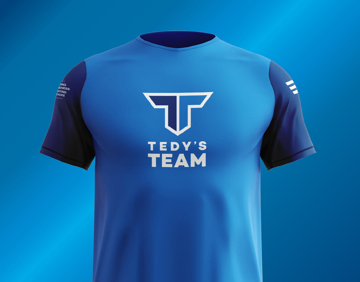 Jackrabbit philanthropy example for Tedy's Team: Logo design shown on shirt