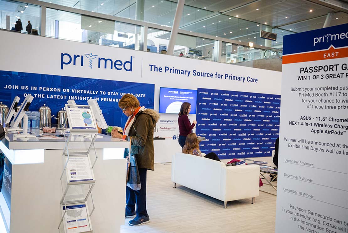 Pri-med in-person conference showing booth design