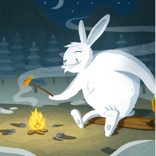 Jackrabbit snow monster illustration