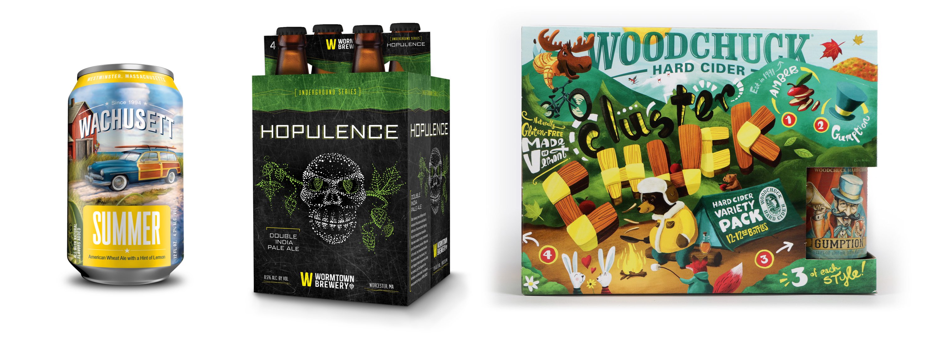 illustration samples shown on various packaging formats