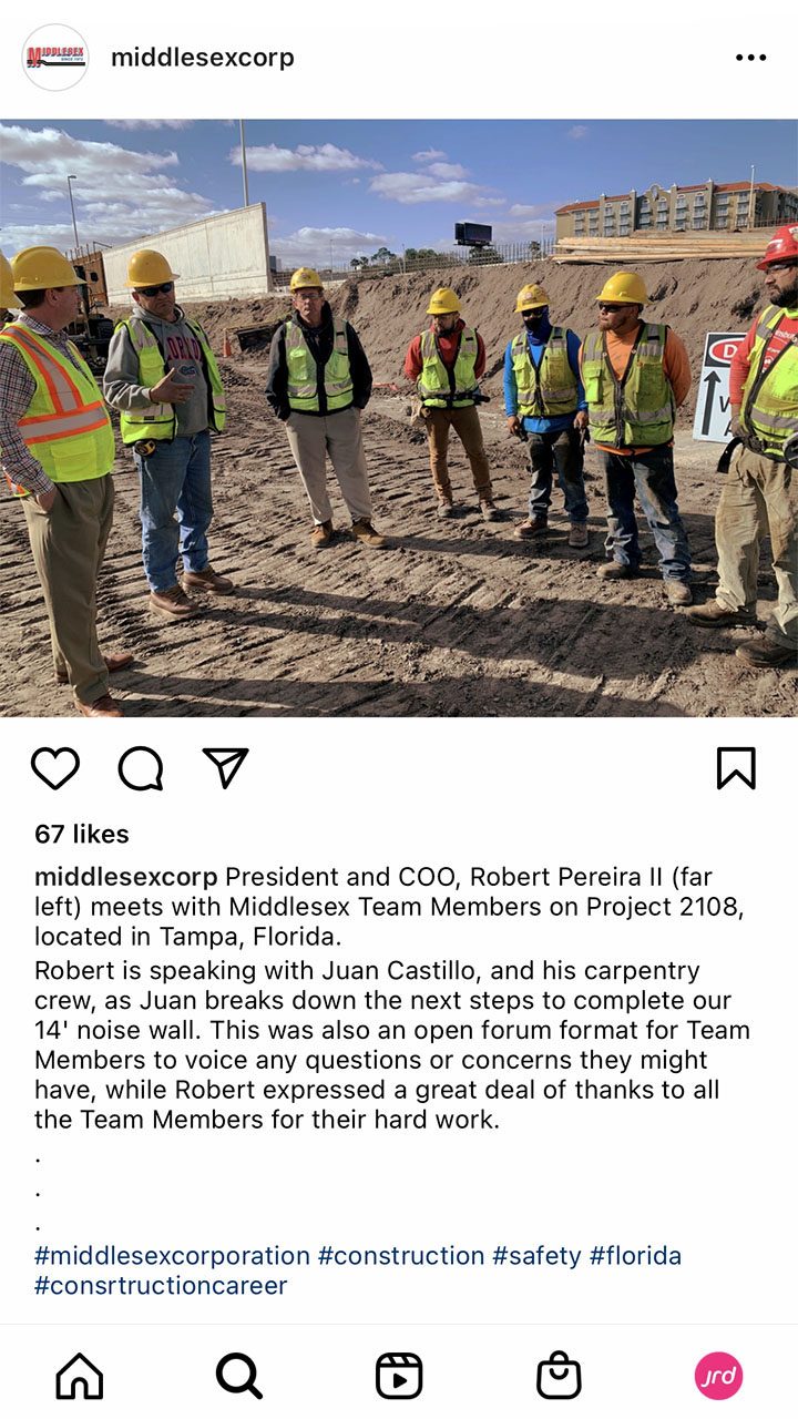 Sample social media post for middlesex corporation