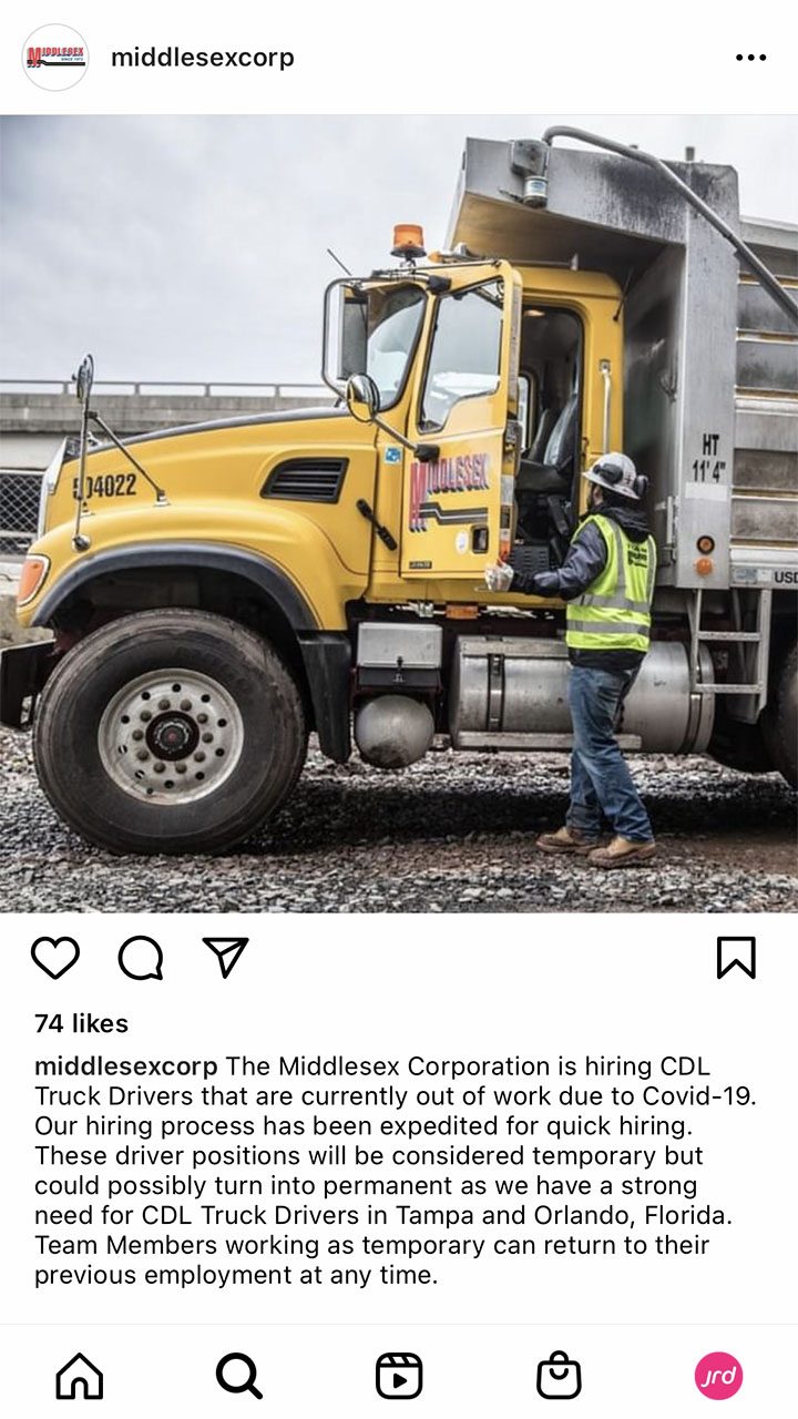 Sample social media post for middlesex corporation