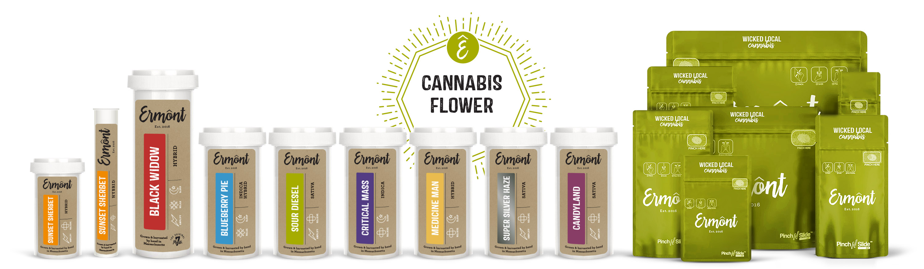 cannabis flower packaging for Ermont designed by Jackrabbit