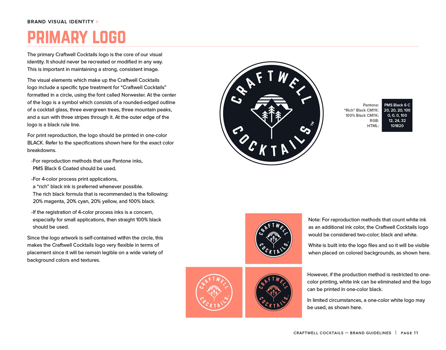 Craftwell Cocktails brand guidelines for the primary logo