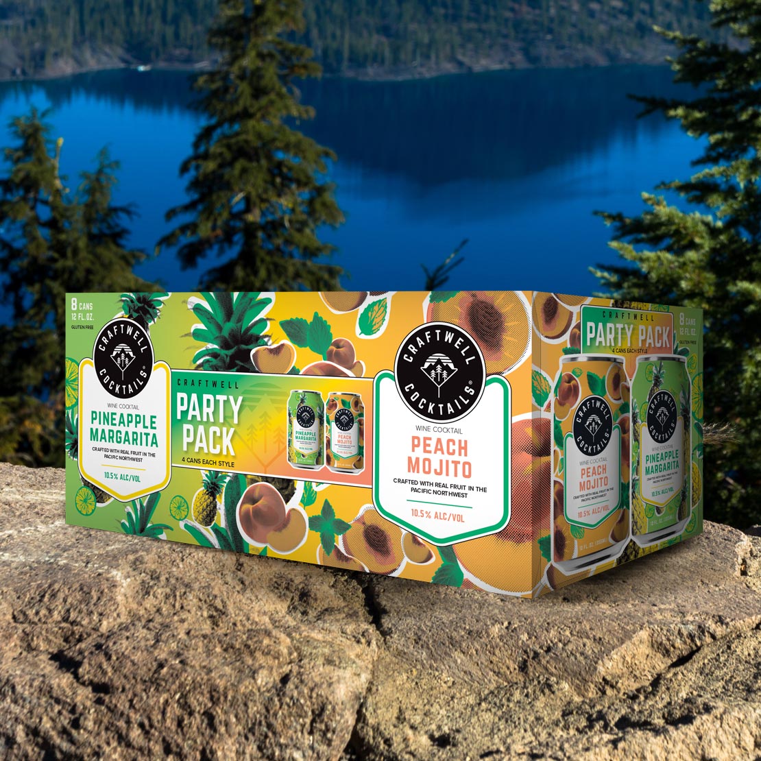 Packaging design for Craftwell Cocktail's Party Pack 8-pack Pineapple Margarita
